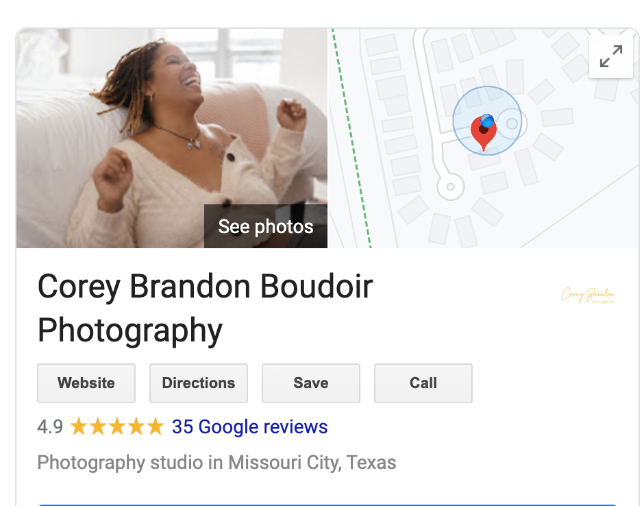 Corey Brandon Boudoir Google Maps Google My Business Houston Photographer
